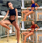 Burgundy Lace-Up High-Neck Bikini Set