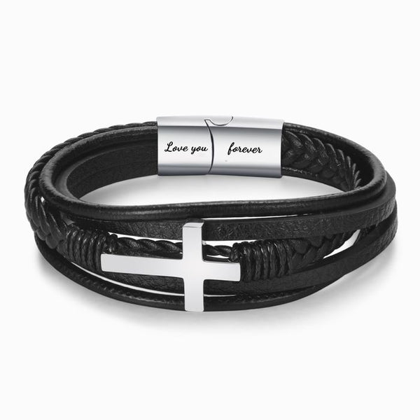 Men's Fashion Bracelet in Stainless Steel Cross Design