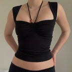 Stylish Summer Halter Top with French Square Neck for Women