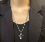 Gothic Zircon Cross Necklace
