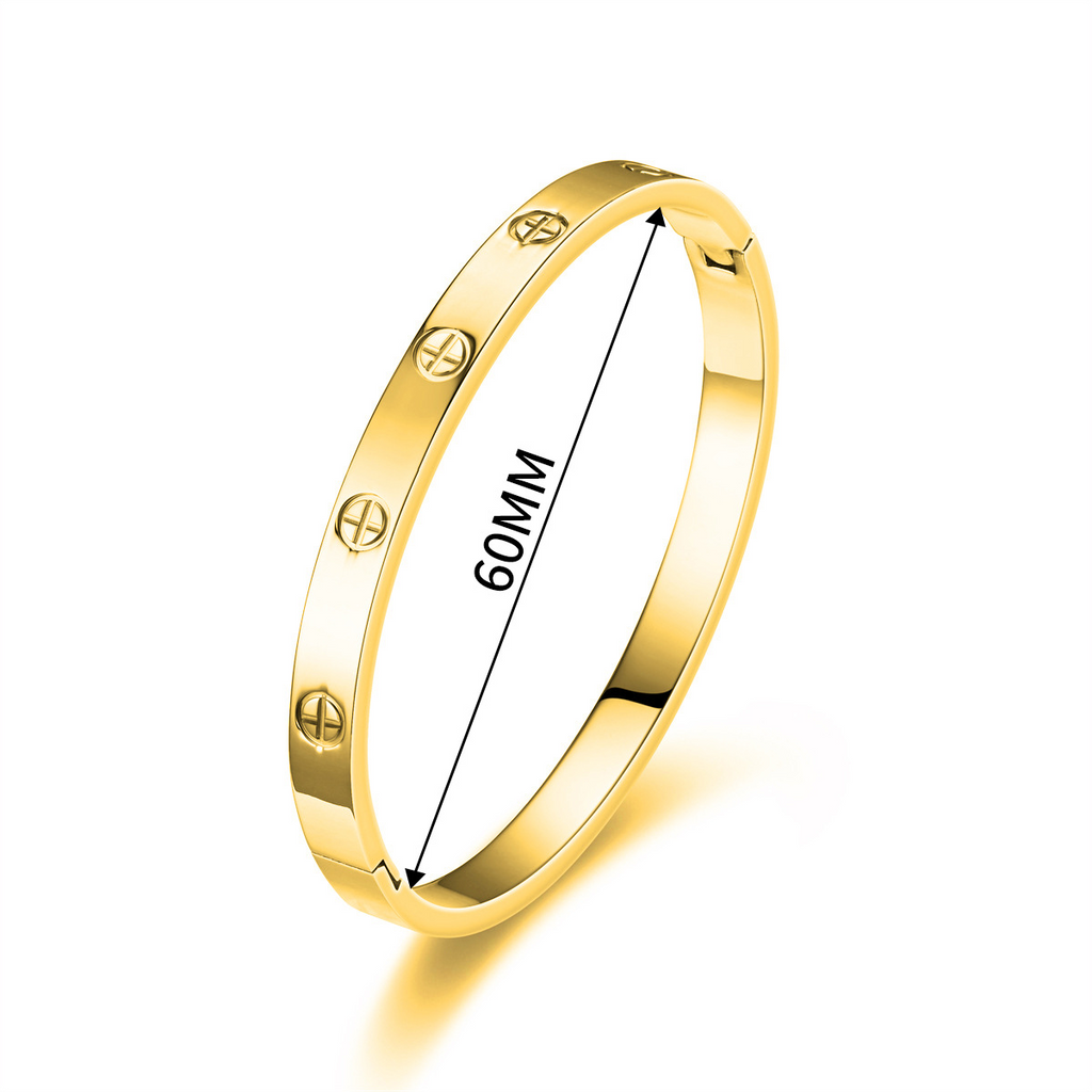 Stainless Steel Screw-Motif Cross Bangle