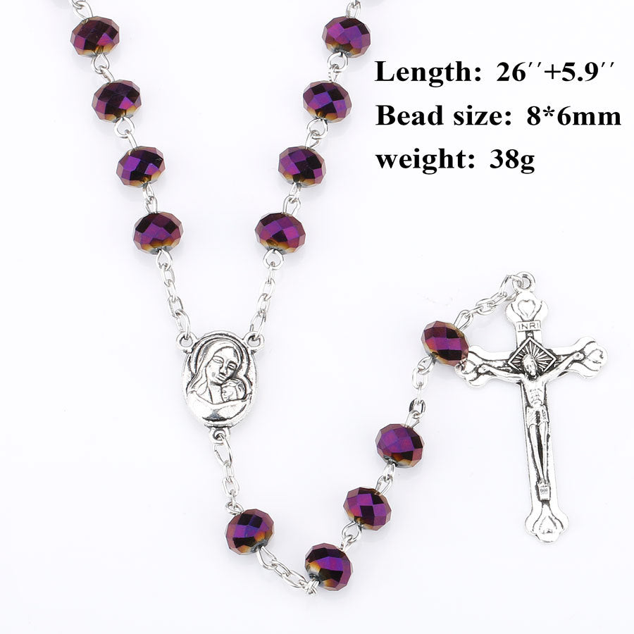 Beaded Crucifix Rosary Necklace
