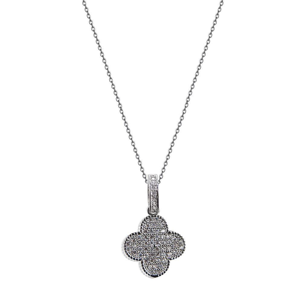Pave Clover Pendant Necklace