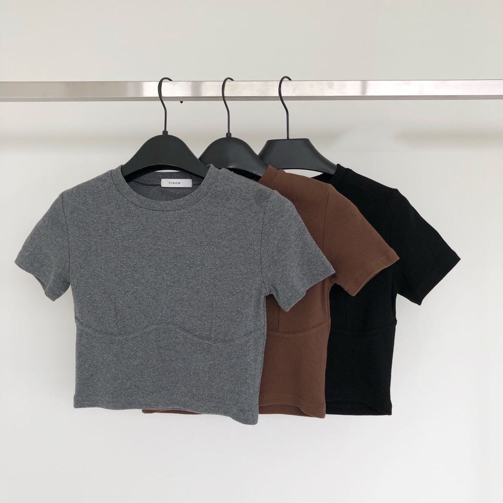Spring 2020 Women's Slim Fit Knitted Crop Top T-Shirt