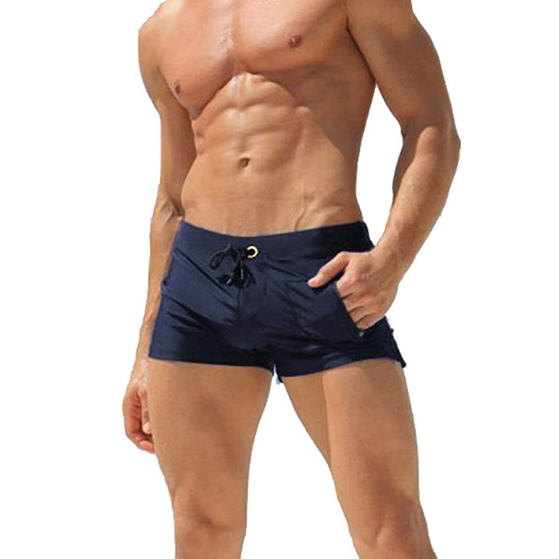Men's Square-Leg Swim Trunks with Zip Pocket