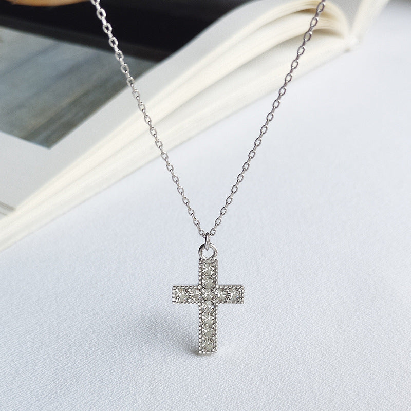 Gold Crystal Cross Pendant Necklace - Christian Jewelry