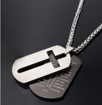 Cross Dog Tag Pendant Necklace