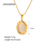 18K Gold-Plated Cat Eye Stone Pendant Necklace