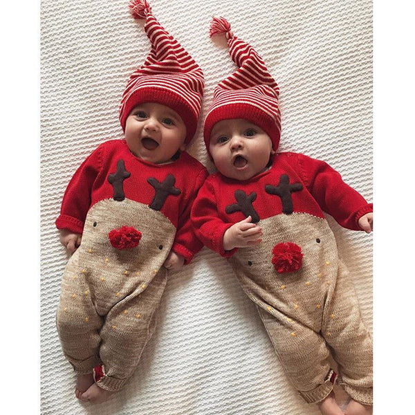 Baby Christmas Reindeer Romper with Hat