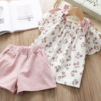 Summer Floral T-Shirt and Shorts Set for Girls