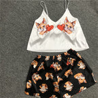 Women's Satin Cami and Shorts Pajama Set (Summer)