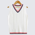 Men's Cable Knit V-Neck Cricket Sweater Vest