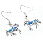 Blue Opal Horse Drop Earrings