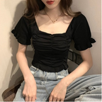 2020 New Women's Short Sleeve Knit Crop Top