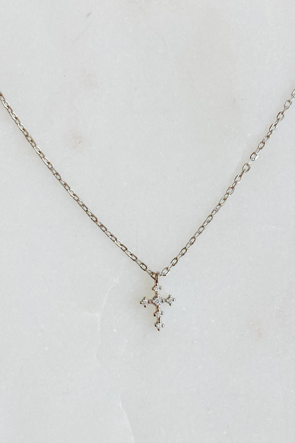 Dainty CZ Cross Pendant Necklace