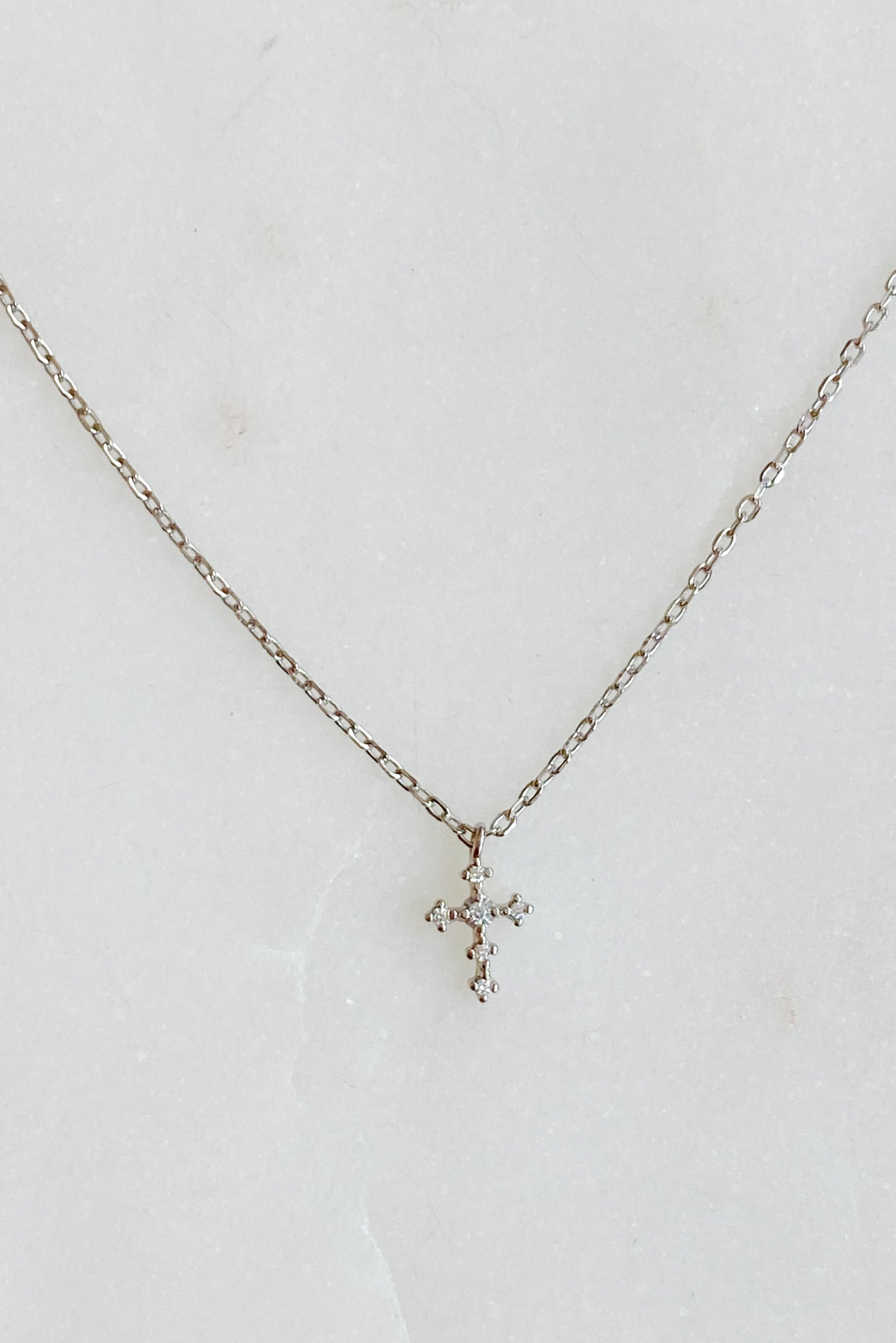 Dainty CZ Cross Pendant Necklace
