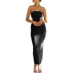 Women's Hollow-out Knitted Tube Top Sheath Dress