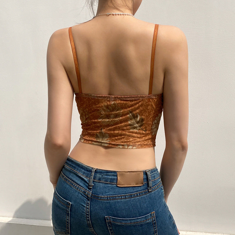 Cute Lace Frill Spaghetti Strap Beach Top for Women