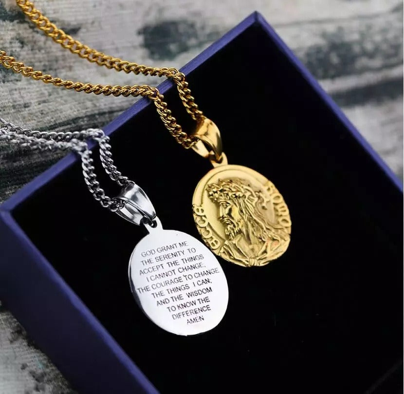 Titanium Steel Jesus Ecce Homo Pendant Necklace