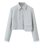 Chic Women's Long Sleeve Button Jacket & Shorts Set