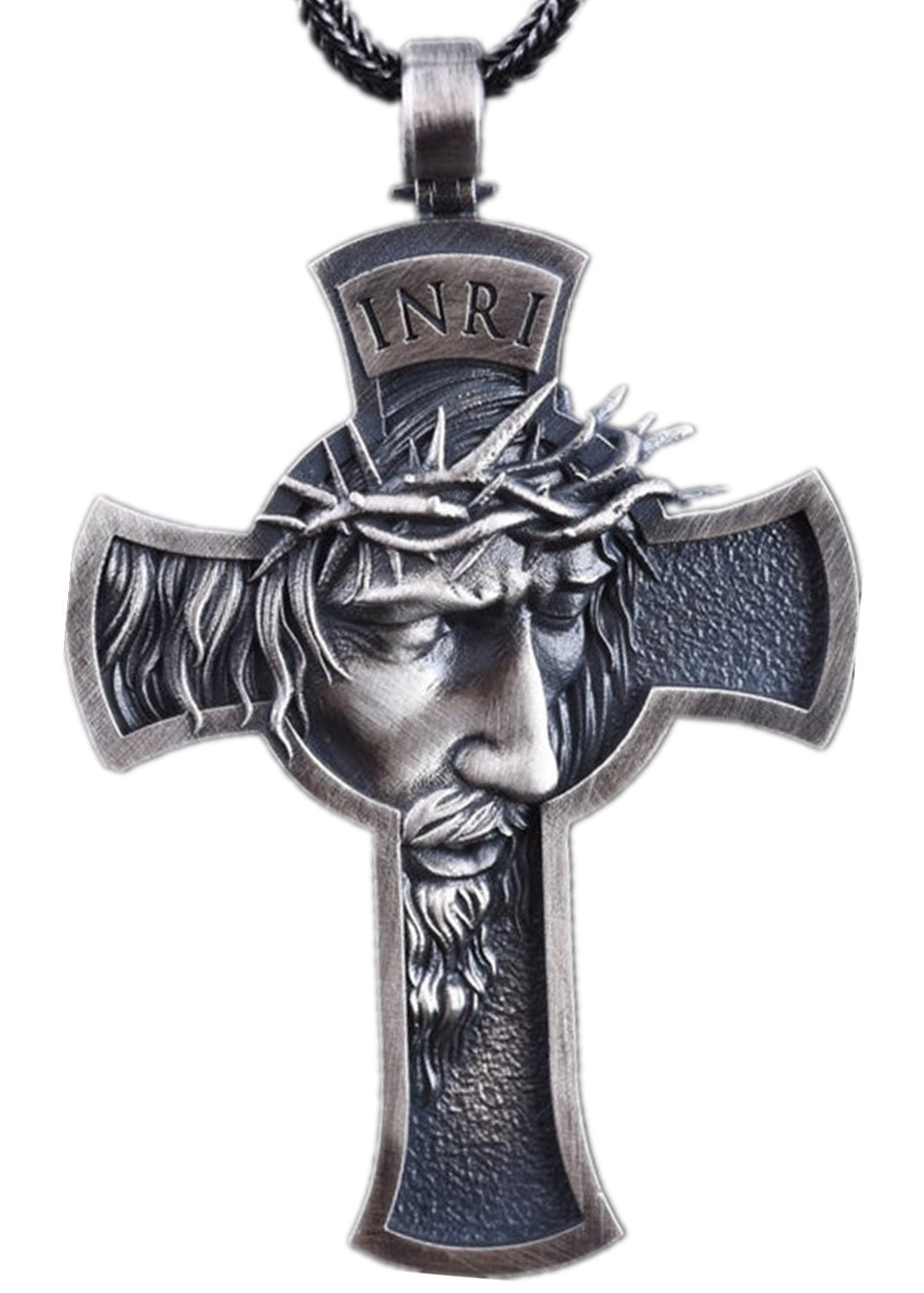 Jesus Face INRI Cross Pendant Necklace
