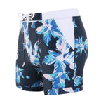 Men's Floral Print Drawstring Swim Trunks