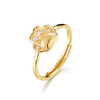 Silver Cat Paw Open Ring with Zircon