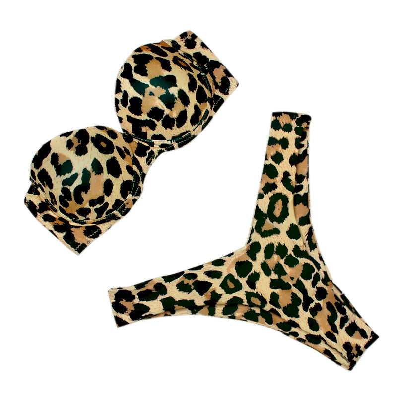 Leopard Print Push-Up Bikini Set