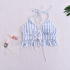 Striped Ruffle Cami and Shorts Beach Set