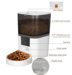Automatic Smart Pet Feeder with Camera & App Control, 6L Wi-Fi Timed Cat & Dog Food Dispenser, Stainless Steel Bowl, Dual Power