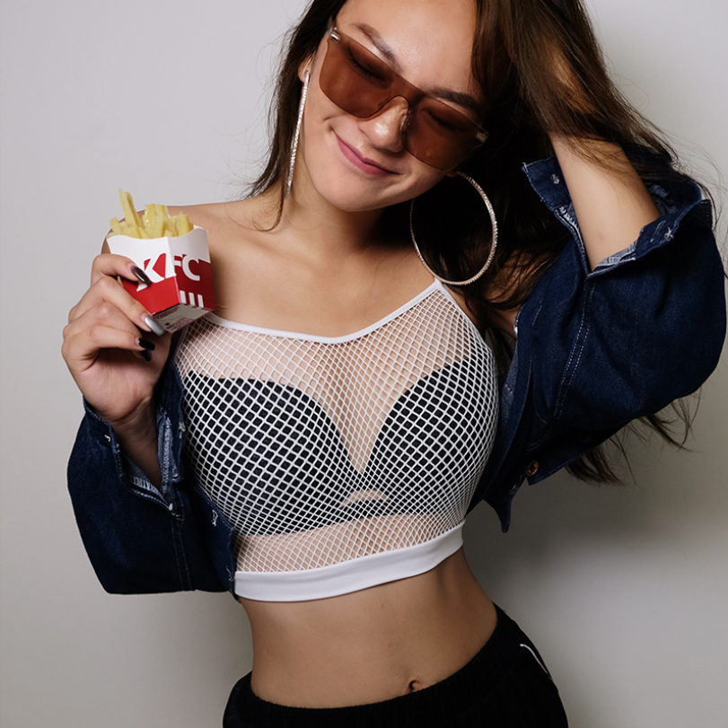 Women's Fishnet Mesh Cami Crop Top