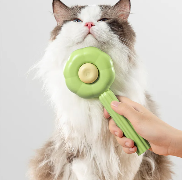 Self-Cleaning Pet Grooming Brush One-Button Slicker Brush for Cats Dogs Shedding Deshedding Hair Remover Comb Fine Needle