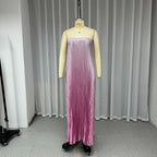 Fashion Sleeveless Tube Top Mermaid Color Pleated Dress