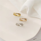 Korean X-shaped Cross Micro Rhinestone Rose Gold Ring