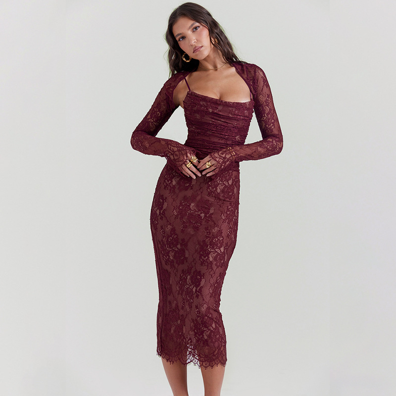 Strapless Cutout Corset Top and Pleated Maxi Skirt Set