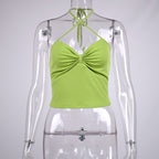 New Satin Wrapped Slim Fit Open Back Women's Tank Top