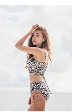 Aztec Print High-Waist Bikini Set with Cover-Up