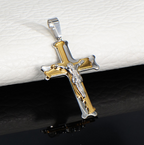 Jesus Christ Crucifix Cross Pendant Byzantine Chain Necklace