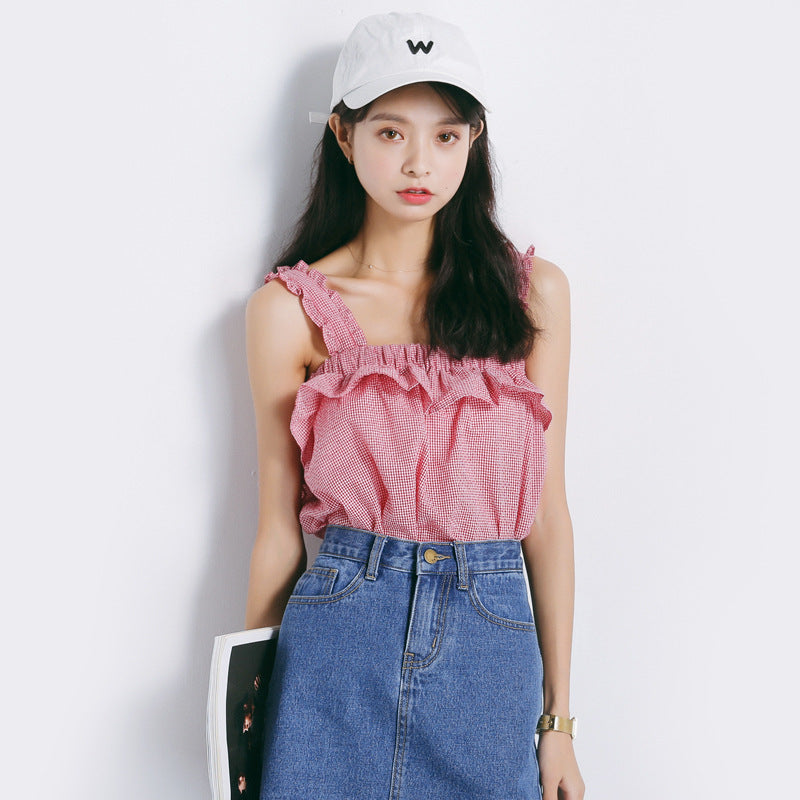 Lace Trim Camisole Top - Slim Fit Sleeveless Tank