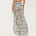 Tropical Leaf Print Ruffle Bikini Set