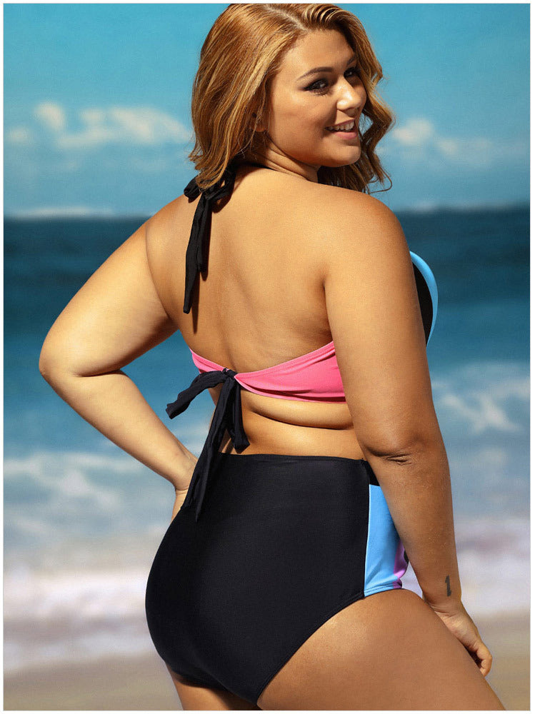 High-Waisted Color-Block Bikini Set