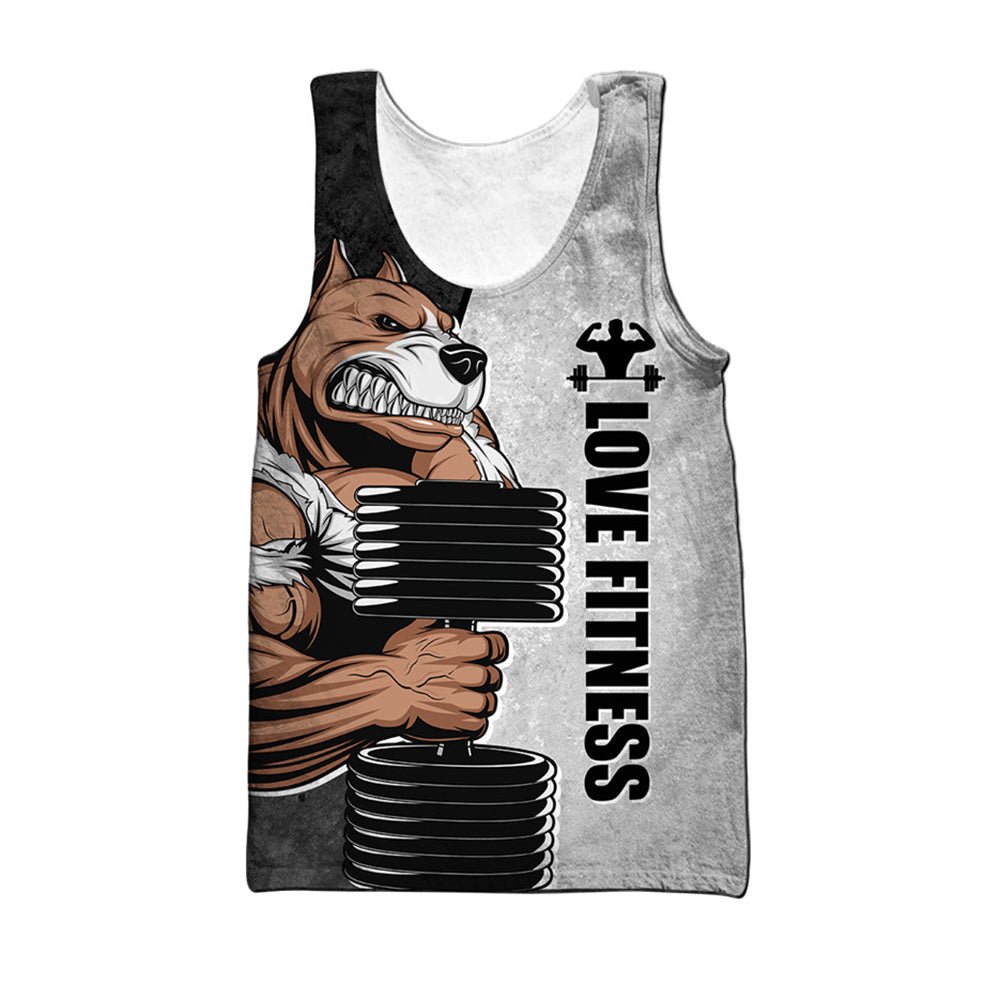 Men's 3D Animal Print Spandex Tank Top for Gym