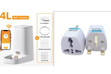 Automatic Pet Feeder 4L, Programmable Dry Food Dispenser with WiFi App Control, Stainless Steel Bowl & Desiccant for Cats and Dogs