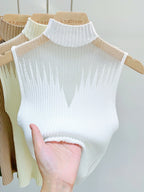 Summer High Neck Knit Tank Top for Women (Wholesale)