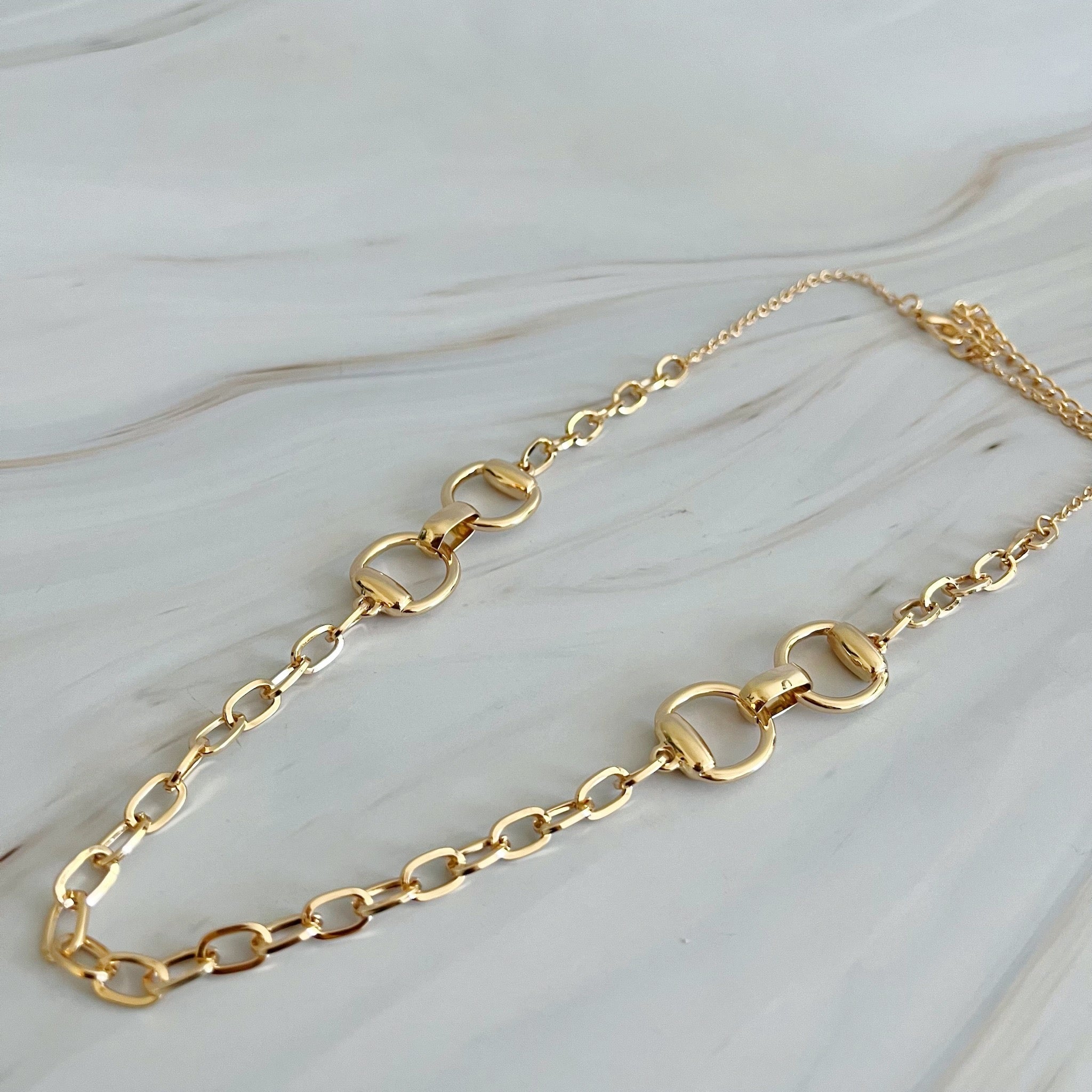 Double Equestrian Horsebit Chain Necklace