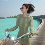 2023 Trendy Long Sleeve Knit Beach Cover-Up