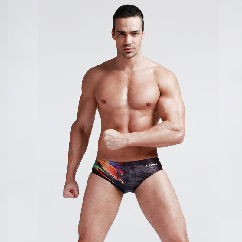 Men's Abstract Paint Print Swim Briefs