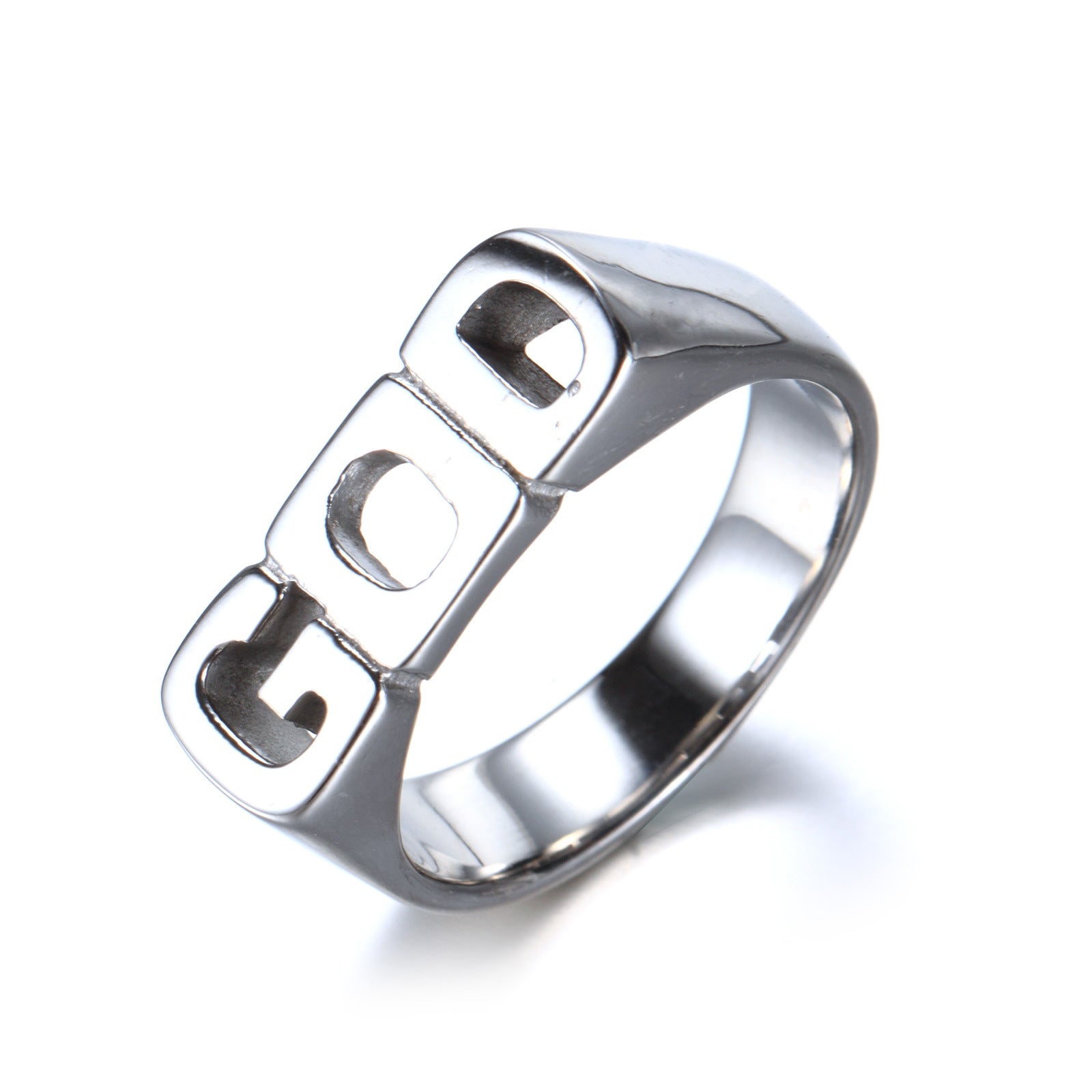 Stainless Steel GOD Letter Ring | Christian Jewelry