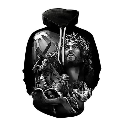 2023 Spring 3D Jesus Graphic Hoodie for Men | Faith Streetwear