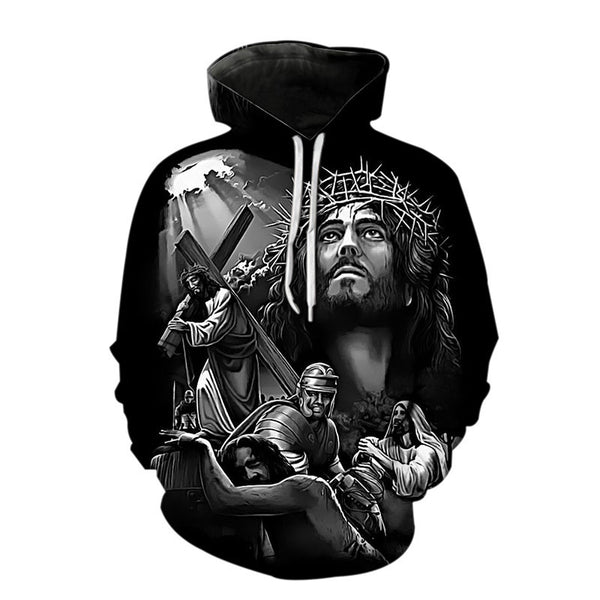2023 Spring 3D Jesus Graphic Hoodie for Men | Faith Streetwear